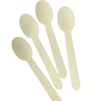 Couverts jetables en bois de restaurant cuillère fourchette couteau ensemble cuillère jetable 3g, mini cuillères en plastique petite taille bois biodégradable