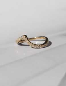 Minimal Wavy 14K oro sólido VVS2 D Color IGI certificado 0.80ct Lab Grown Diamond joyería fina anillo de banda para compromiso - Product Image 1