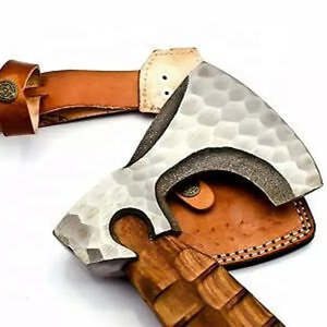 Hacha Tomahawk Artesanal de Acero Industrial con Alto Contenido de Carbono, Multiusos, para Camping, Supervivencia al Aire Libre, Mango de Madera Natural y Cuero - Product Image 3