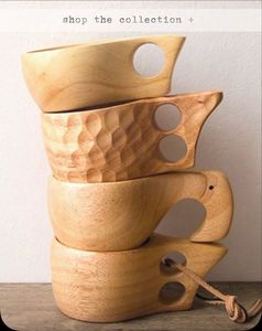 Taza de madera Natural 100% para cerveza y Artículos de bar y mesa con asa Taza de cerveza Taza de café hecha a mano - Product Image 2