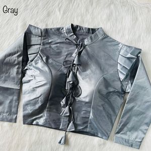 ชุดวิ่งสำหรับงานแต่งงานที่มีคุณภาพสูงเหมาะสำหรับใส่ไปงานปาร์ตี้ชุดประจำชาติแขนยาวผ้าไหมสีเรียบเงางามสวมใส่ในงานแต่งที่มีคุณภาพสูง - Product Image 3