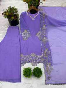 Dernier styliste indien élégant Style pakistanais broderie séquence travail Sharara Plazzo costume pour les femmes pour la fête de mariage d'été - Product Image 4