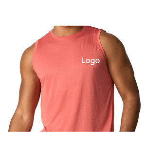 Camiseta sin mangas de hombre OEM con logotipo personalizado para gimnasio y fitness, ropa de verano ajustada de secado rápido, chaleco sin mangas de algodón y poliéster transpirable para entrenamiento - Product Image 3