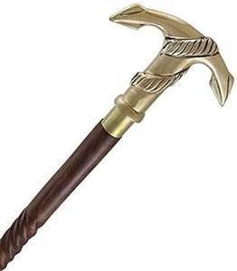 Bastón de madera y Metal para hombre, bastones para caminar, eje de husillo de madera con mango de ancla de latón, estilo tradicional marrón para caminar - Product Image 1