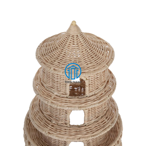 Pantalla de pagoda redonda de ratán hecha a mano nuevo diseño colgante de pantalla de ratán interior Natural para decoración del hogar interior - Product Image 3