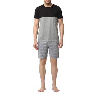 Conjunto de Pantalones Cortos Deportivos para Hombre con Bloques de Color Personalizados OEM ODM, Camiseta de Cuello Redondo de Algodón y Pantalones Cortos para Gimnasio y Entrenamiento - Product Image 3