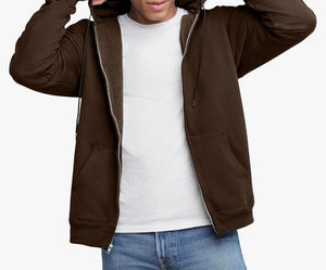Vente en gros de sweat à capuche en coton épais avec fermeture éclair OEM sweat à capuche uni vierge à épaules tombantes avec fermeture éclair pour hommes - Product Image 5