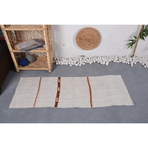 พรมขนสัตว์ลายทางสีเบจสีส้มแบบชนบทสำหรับวัยรุ่น1.7x4.6สี่เหลี่ยมผืนผ้าดีไซน์เย็บปะติดปะต่อกันสำหรับห้องนั่งเล่นหรือห้องโถง - Product Image 1