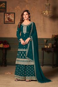 Traje indio paquistaní puro de Georgette para mujer, colección de traje de Salwar Kameez, con trabajo bordado, Dupatta - Product Image 2