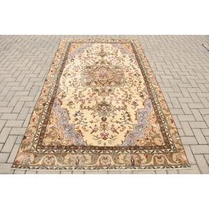 พรมวินเทจตุรกี ขนาด 5.2x9.3 ฟุต พรมขนสัตว์ลายทางสีน้ำตาล - Product Image 3