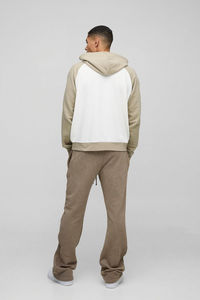 Venta al por mayor de gran tamaño Boxy Color Block oficial manga raglán Zip Through Hoodie Custom Hoodies hombres algodón mezclado último diseño - Product Image 6