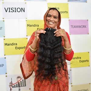 100% cuticule alignée Double trame naturel ondulé vierge temple indien vague de corps lâche profonde 1B Extensions de cheveux humains trame de Machine - Product Image 3