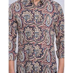 Chemise décontractée pour homme 100% coton imprimée à manches longues, motif floral paisley, tissu Oxford ou popeline, pour le travail, offre ODM - Product Image 2