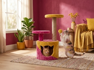 High Quality Amistar WhiskerWay Summit with Wood Material 3 Levels Durable <b>Cats</b> Small Animals All Sizes Carton - Product Image 3