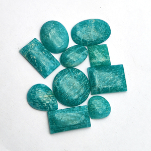10 ชิ้นธรรมชาติ Amazonite 10-20 มม.รูปไข่ลูกแพร์รอบสี่เหลี่ยมผืนผ้า Cabochon 51.6 กรัมจํานวนมาก Iroc ขายฟรีขนาดผสมรูปร่างอัญมณีหลวม - Product Image 3