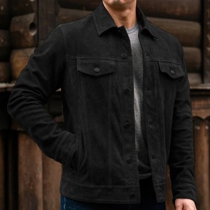 เสื้อแจ็กเก็ตหนังสำหรับผู้ชายมีปลอกคอดีไซน์ล่าสุด - Product Image 4