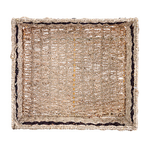 Paniers de rangement carrés en osier naturel en jonc de mer Boîte en rotin cubique Organisateur de bureau avec poignées Décoration de la maison - Product Image 4