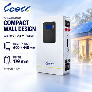 Batterie de stockage d'énergie résidentielle LiFePO4 murale compacte à haute efficacité 5,12 kWh 51,2 V 100 Ah pour système d'énergie solaire domestique - Product Image 4