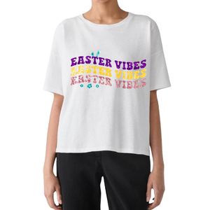 Mayorista Proveedores Elegantes Pascua Mujeres Boxy Fit Camisetas Lentejuelas Conejito con huevos Bordado a Mano para Niñas Casual Camisetas Sueltas - Product Image 3