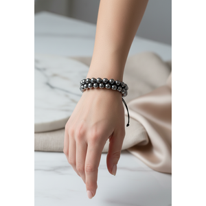 Braccialetto Trehartz in Pietra Naturale con Doppia Fila di Macramè da 8mm - Product Image 3