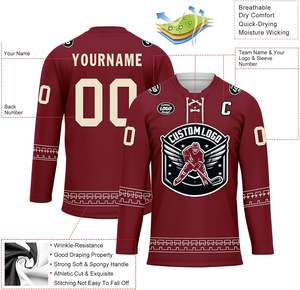 Maillots de hockey sur glace personnalisés directs d'usine maillots extensibles respirants imprimés par sublimation pour les équipes sportives de compétition - Product Image 2