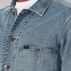 Tout nouveau hommes col montant Denim veste haute rue Hip Hop Style 100 coton décontracté hiver jean veste avec trou OEM - Product Image 3