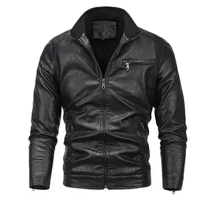 Chaqueta Bomber de cuero auténtico para hombre, negra, rayas rojas, 4 bolsillos externos, acolchada, ajustada, informal, a la moda