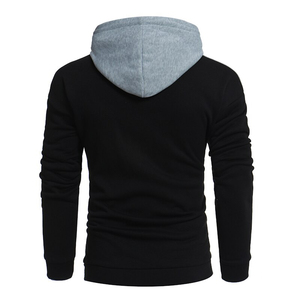 เสื้อสเวตเตอร์แบบสวมหัวมีฮู้ดลายขวางสีเทาดำขาวเข้ารูปเสื้อแนวแอธเลชเชอร์สำหรับผู้ชาย - Product Image 6