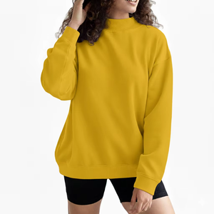 Sweat-shirt en polaire imprimé pour femme, col montant, hiver, badge, paillettes, surdimensionné, décontracté, ourlet irrégulier, pull - Product Image 1