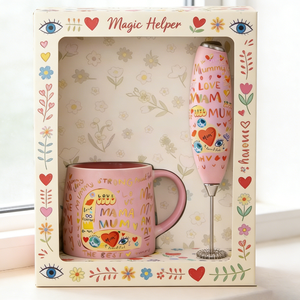 Caja de Regalo para el Día de la Madre, <span class=keywords><strong>Taza</strong></span> de Café de Cerámica con Espumador de Leche, Regalo de Cumpleaños o Festivo, Juego de Tazas de Cerámica Personalizadas - Product Image 3