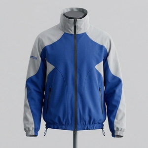 <b>Men</b> Blue White Color Block Windbreaker <b>Jacket</b> Lightweight Zip Up Outdoor Sports <b>Running</b> Training <b>Jacket</b> - Product Image 1