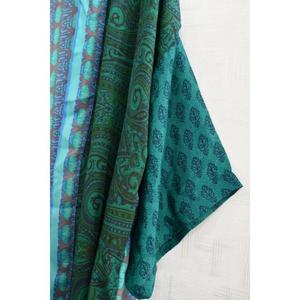 <b>Women</b> Plus Size Casual Breathable Silk Patchwork <b>Kimono</b> Robe Indian Printed Short Autumn Nightwear Boho Loungewear Gown - Product Image 3