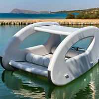 Bateau-maison gonflable pour 4 personnes avec sol en PVC robuste, auvent pare-soleil et pompe à air électrique