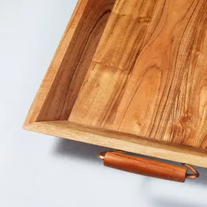 Bandeja de servicio ecológica hecha a mano de madera dura sostenible con sellador de belleza de larga duración para exportación - Product Image 4