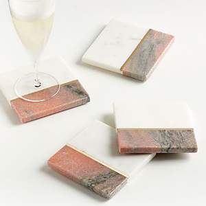 Posavasos de mármol con logotipo personalizado brillante, los últimos posavasos de mármol al por mayor, posavasos de mármol blanco personalizados, Juego de 4 Uds. - Product Image 1