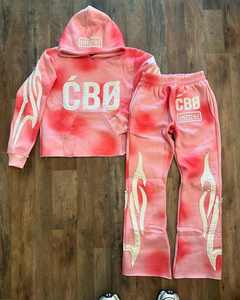 Logo personnalisé 100% Coton 400Gsm Vintage Applique Broderie Survêtement 2 Pièces Hip Hop Décontracté Surdimensionné Poids Lourd Ensembles - Product Image 2