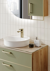 Cajón Salerno de primera calidad, gabinete de baño, encimera de vidrio, fregadero de cerámica semisecrejado de Turkiye - Product Image 4