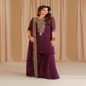 Ladies clothing _ 2025 Solid Color Traditional Ethnic Printed Stylish Made Embroidery pakistani Ladies salwar kameez - Product Image 1