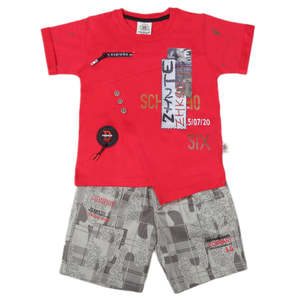 Costume à manches courtes pour garçons 6B-43 - Rouge - Product Image 2