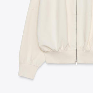 Sweat-shirt à fermeture éclair confortable pour femmes sweat-shirt zippé léger taux bon marché couleur unie et Logo épaule tombante réglable - Product Image 2