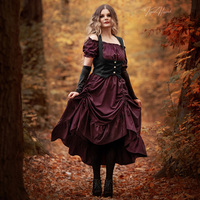 OEM Robe gothique Maxi solide tissée taille Empire manches courtes épaules dénudées ensemble deux pièces pour femmes