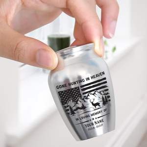 Urnes de chasse au cerf personnalisées en acier inoxydable urne décorative gravée de taille personnalisée pour adultes cendres humaines argent - Product Image 4