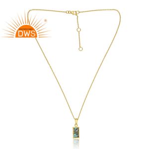 Dernière vente en argent sterling 925 plaqué or 18 carats Boulder Turquoise Gemstone Pendentif Collier Demi Fine Jewelry Fabricant - Product Image 1