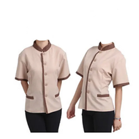 Uniforme de personnel d'hôtel de haute qualité en mélange polyester/coton avec poches avant, tailles et couleurs personnalisées, unisexe, logo personnalisé