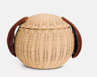 Panier de rangement en rotin naturel mignon Sisu Handicraft