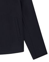 Veste classique en laine bleu marine à fermeture éclair avec col pointu et design minimaliste pour homme, vêtement d'extérieur décontracté d'hiver en bleu foncé