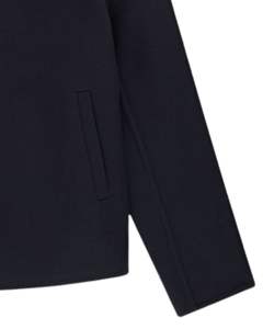 Veste classique en laine bleu marine à fermeture éclair avec col pointu et design minimaliste pour homme, vêtement d'extérieur décontracté d'hiver en bleu foncé - Product Image 5