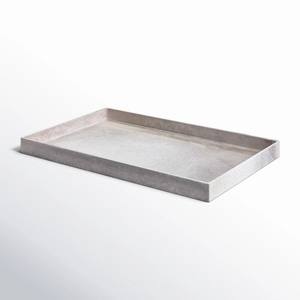 Plateau de service décoratif en aluminium en similicuir gris luxueux pour table basse, coiffeuse, présentoir - Product Image 1