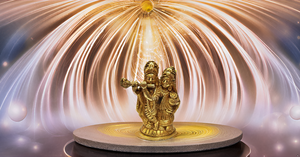 Estilo moderno latón Radha Krishna estatua amor Dios o DIOSA símbolo de pie en el trono para el hogar Oficina o templo - Product Image 4