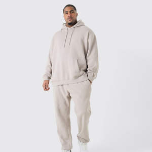 Combinaison de jogging athlétique décontractée pour hommes ensemble de survêtement surdimensionné pantalons de survêtement à capuche pantalons de survêtement motif solide tenue quotidienne - Product Image 1